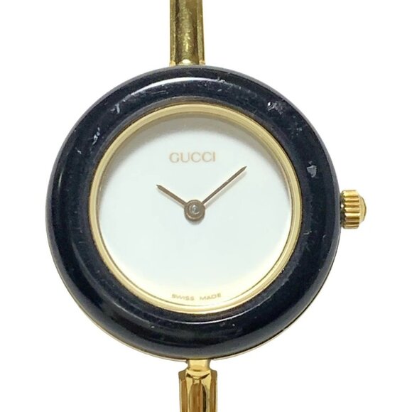 Auth GUCCI Bezel Watch 11/12.2 0****** Gold Women's Wrist Watch - Picture 1 of 6